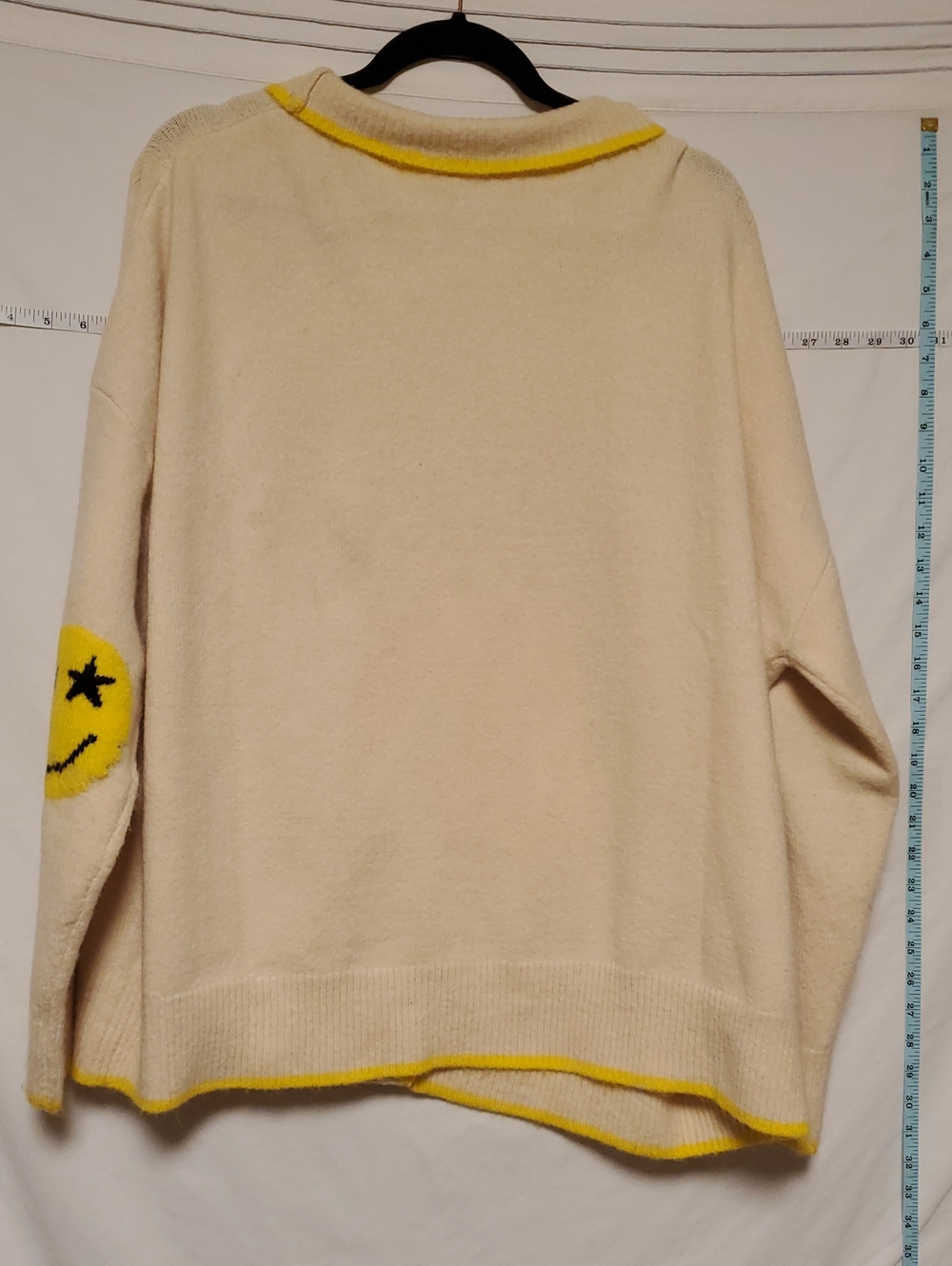 Altar'd State Cream Cardigan With Happy Face On Sleeves Med - Picture 4 of 4
